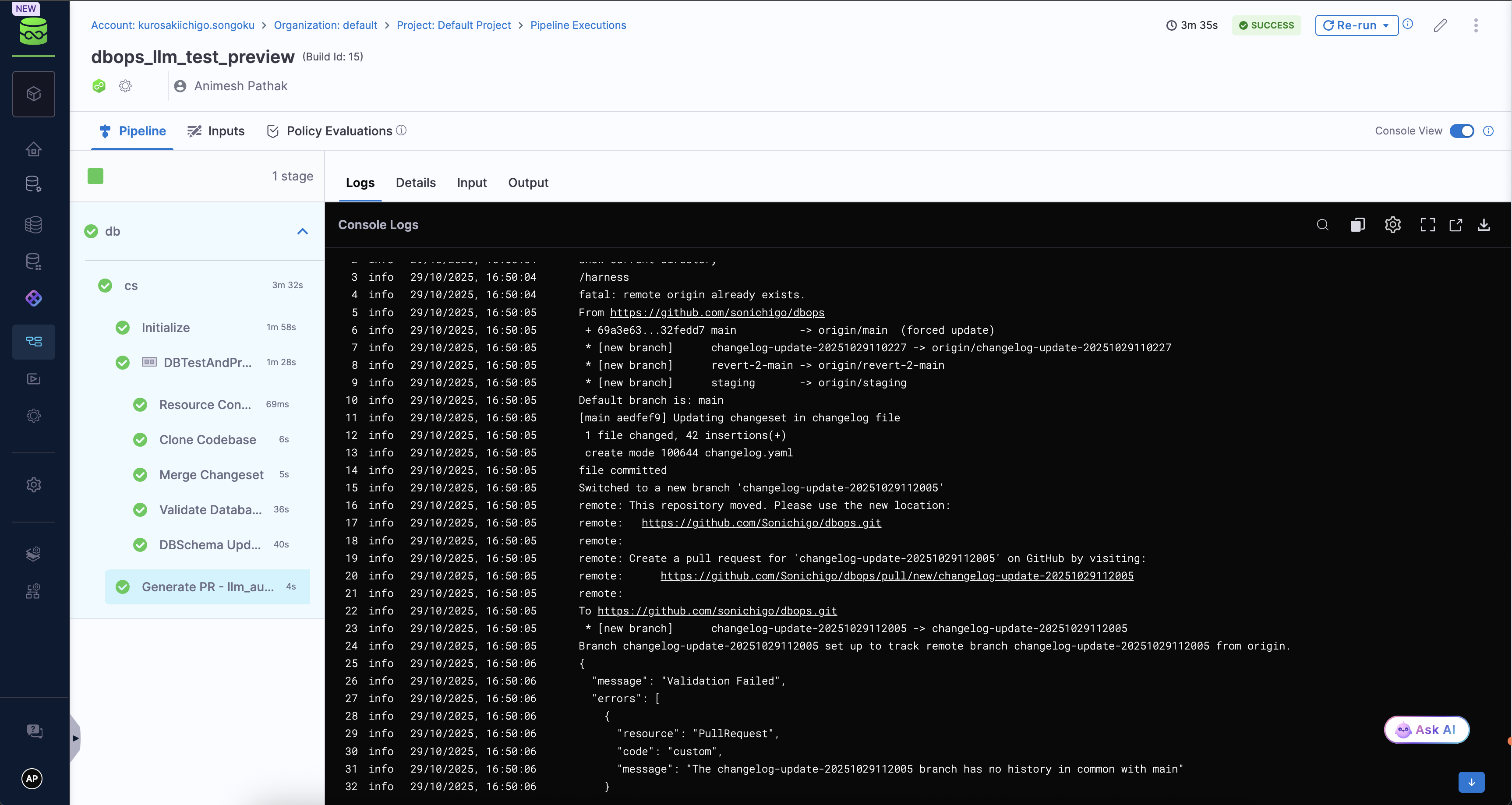 Open PR with the changes